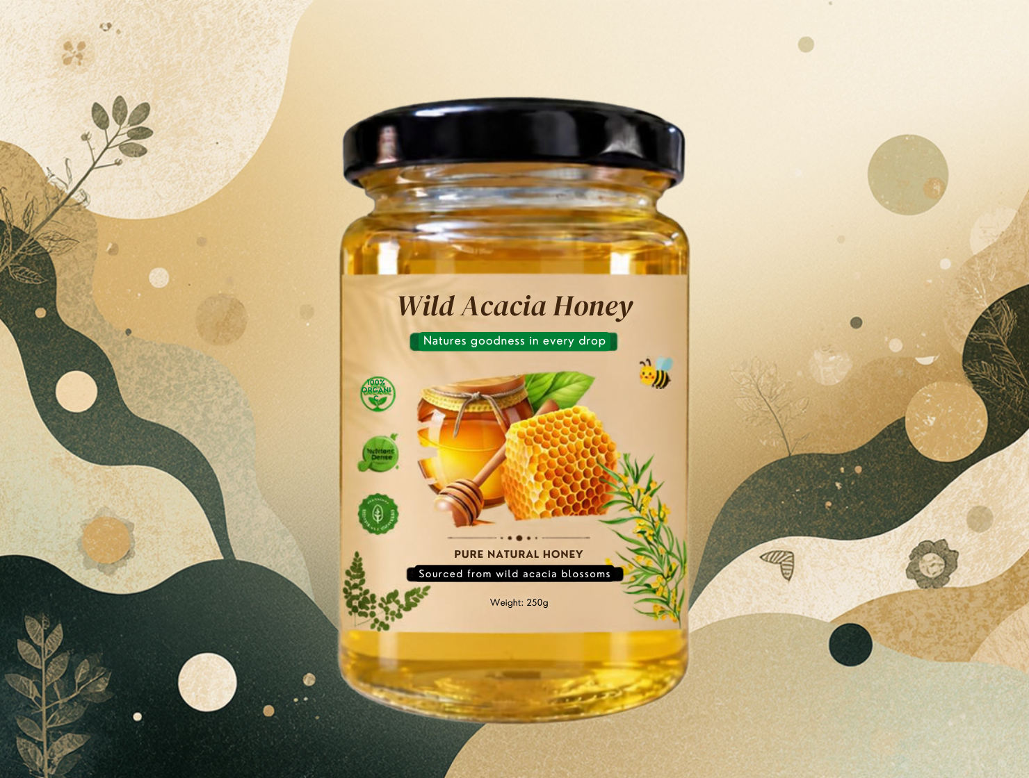 Wild Acacia Honey (Babul / Palosa), 250gm jar