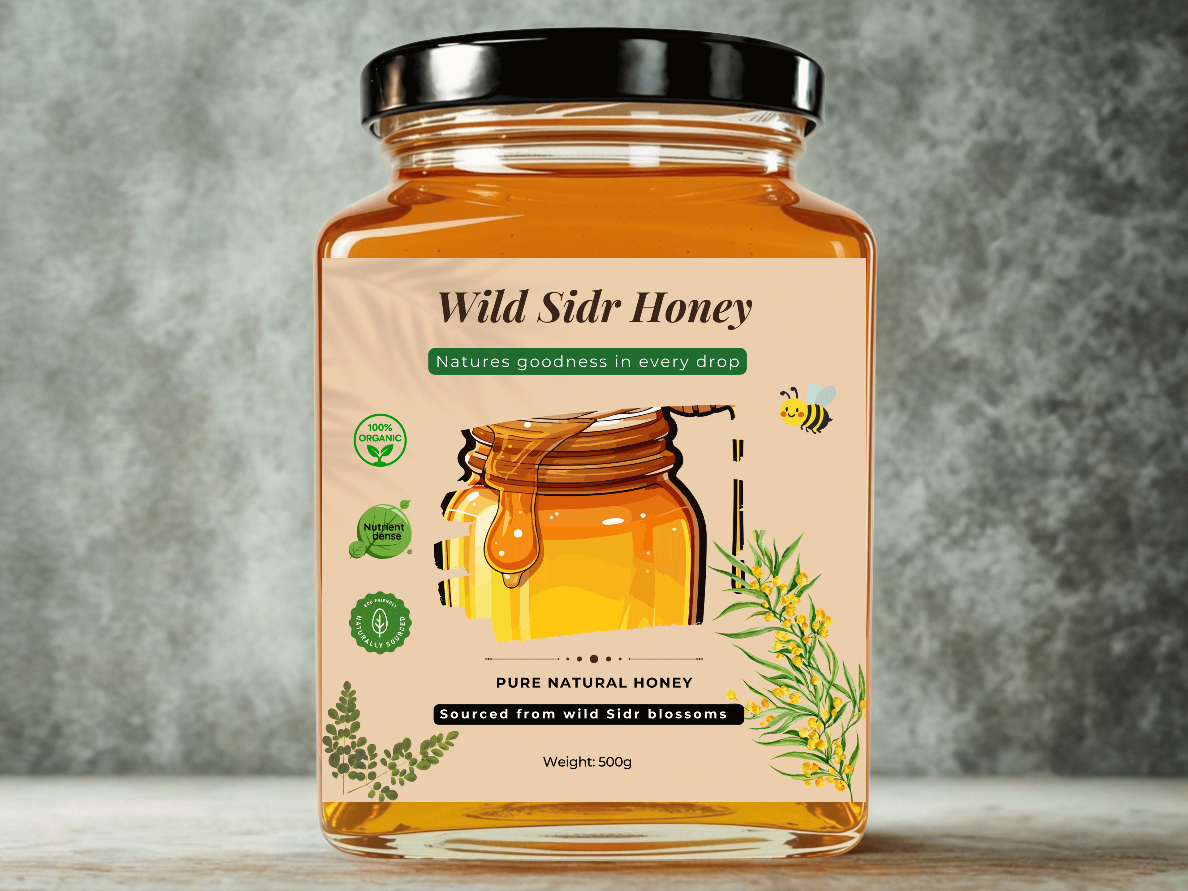 Jar of FPL FARMS LLP Wild Sidr Honey, raw and natural