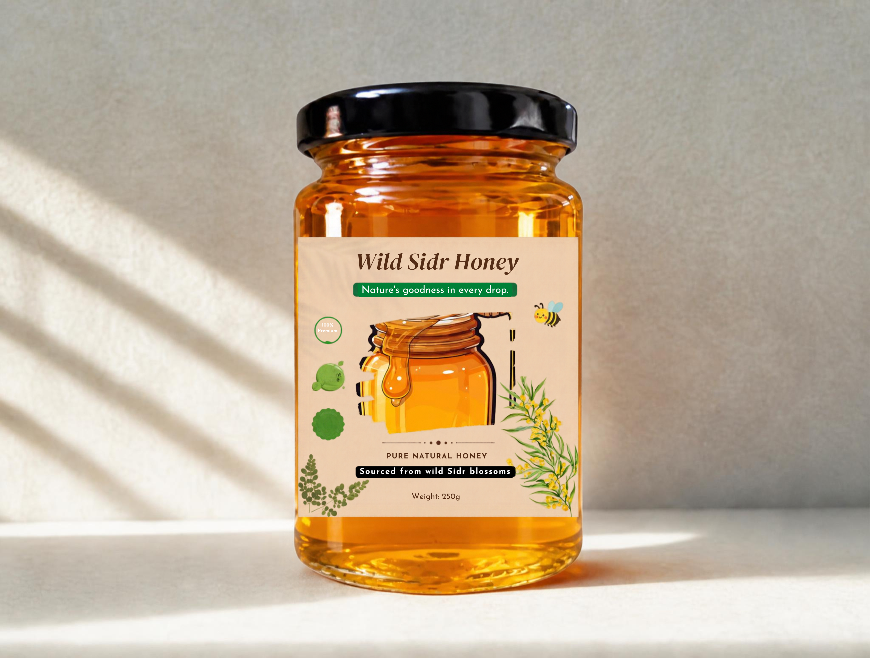 Jar of FPL FARMS LLP Wild Sidr Honey, raw and natural